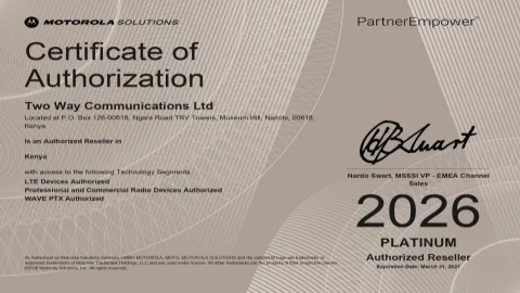 Two Way Communications Ltd Achieves Motorola Platinum Status: Leading Radio Communications in Kenya